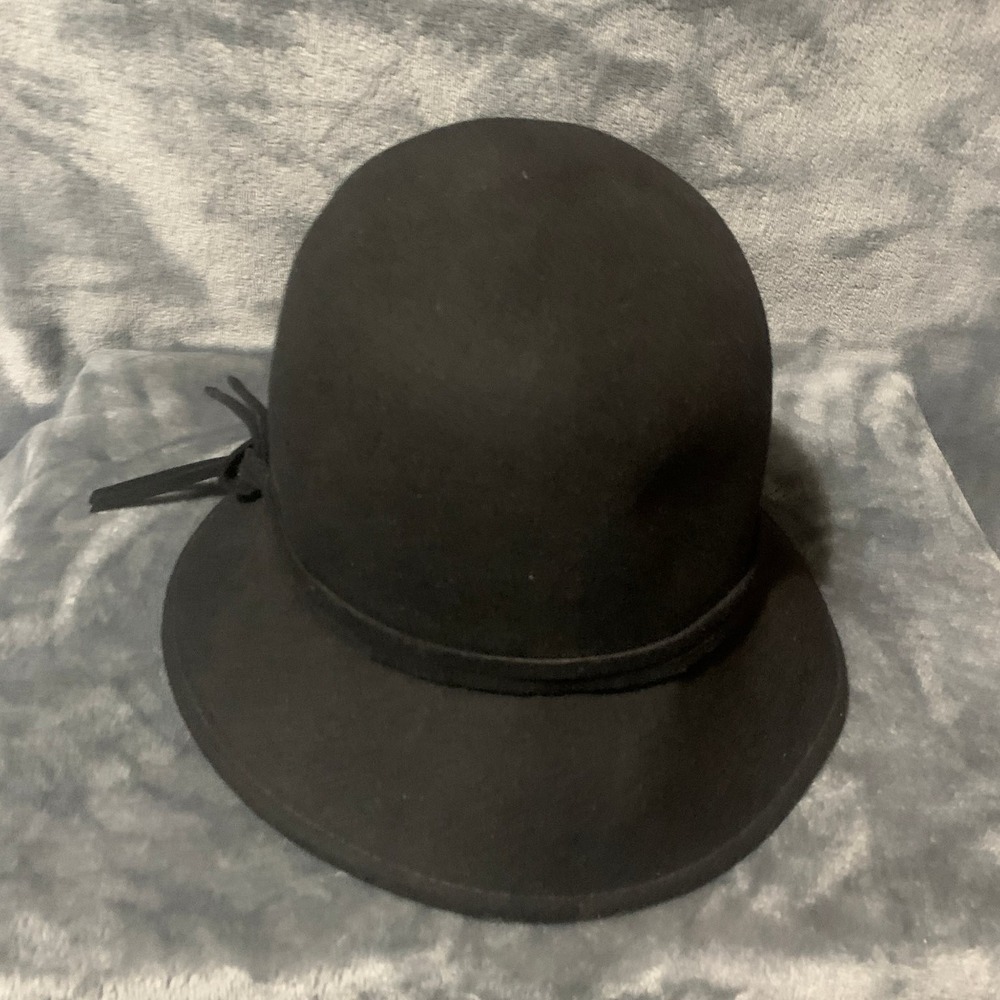 Croft & Barrow Women's Black Wool Cloche Bucket Hat with Tie Detail Vintage - Picture 3 of 10